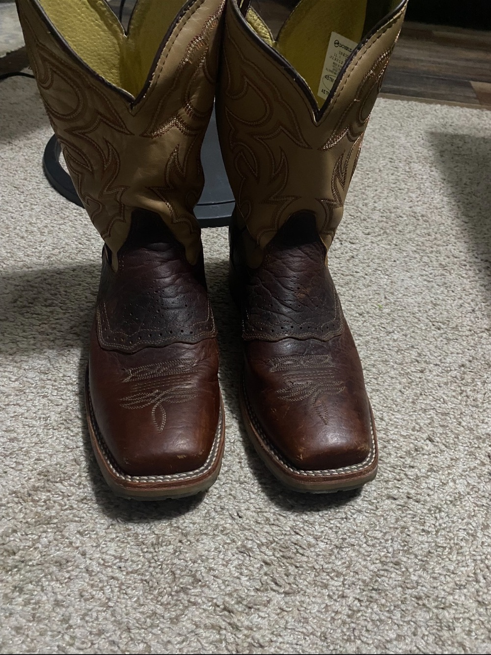 Double H Men's Two-Tone Brown and Tan Western Cowboy Boots